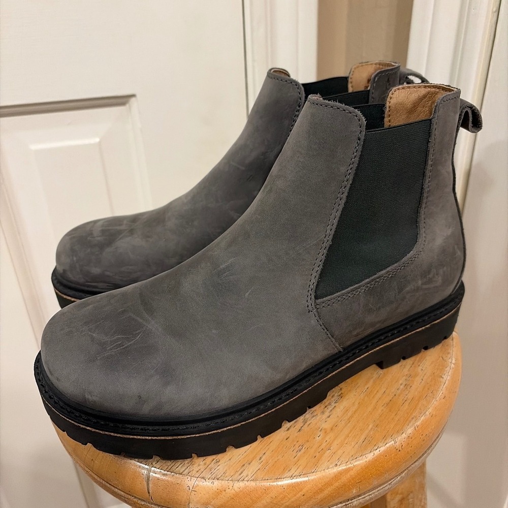 Birkenstock Stalon Chelsea Boot Nubuck Leather Grey EU 40 US Women 9 Men 7 EC